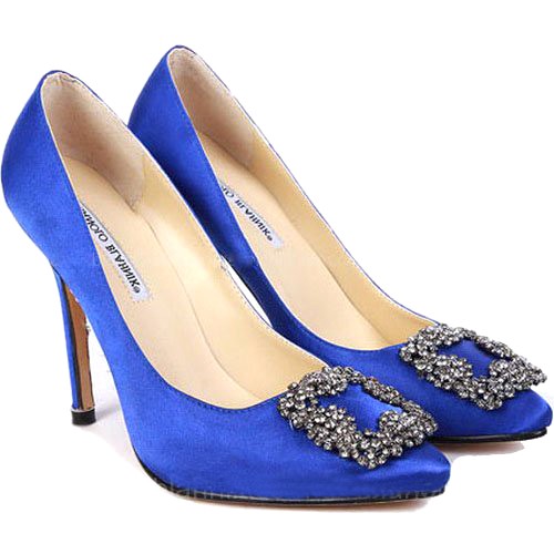 manolo blahnik blue heels
